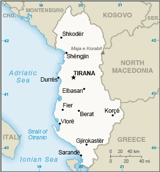 Map of Albania