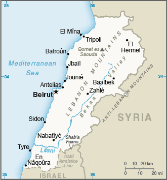 Map of Lebanon