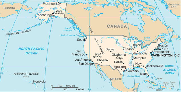 Map of United States (USA)